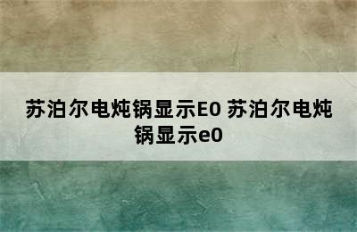 苏泊尔电炖锅显示E0 苏泊尔电炖锅显示e0